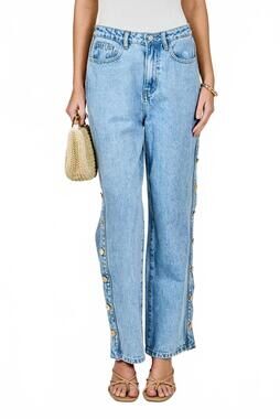 NEW ENDLESS ROSE the saylor side buttoned jeans in denim